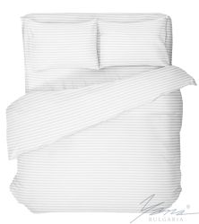 Luxury bed linen cotton satin white stripe