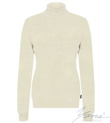 Dámský vlněný svetr s vysokým límcem, ecru