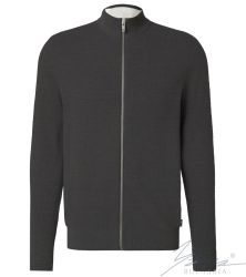 Pánský tenký vlněný kardigan na zip Šedá