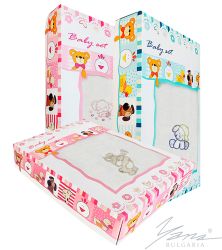 Dětská souprava Microcotton s výšivkou v krabičcebílý