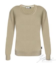 Dámský svetr s výstřihem do  beige
