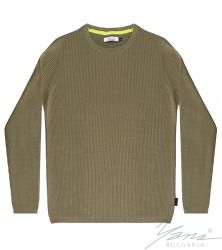 Herrenpullover, Rundausschnitt, lange Ärmel, khaki