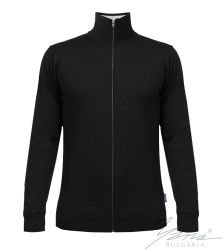 Pánský tenký vlněný svetr na zip tmavýmodrý