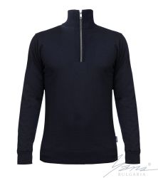 Pánská silná vlněná košile na zip tmavámodrý