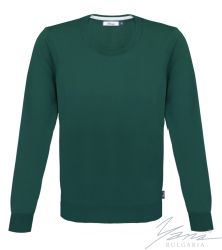 Pánský tenký vlněný svetr s kulatým výstřihem tmavé barvysyn