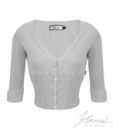 Dámský kardigan s 3/4 rukávem, Šedá