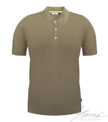 Pánská polokošile s límečkem, krátký rukáv, barva khaki