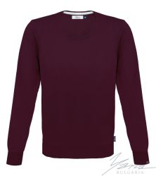 Pánský tenký vlněný svetr s kulatým výstřihem tmavé barvysyn