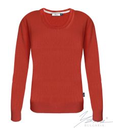 Dámský svetr s výstřihem do cerveny