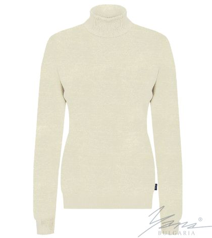 Dámský vlněný svetr s vysokým límcem, ecru