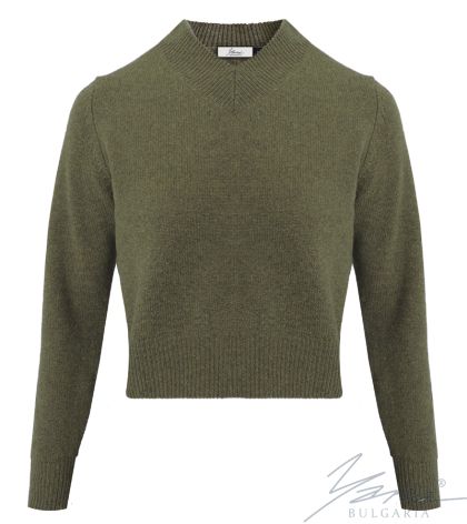 Women's wool sweater, pointed, green