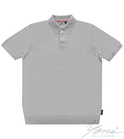 Men's polo collar shirt, short sleeves, gray