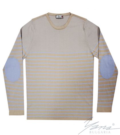 Men's two-tone round neck sweater, beige