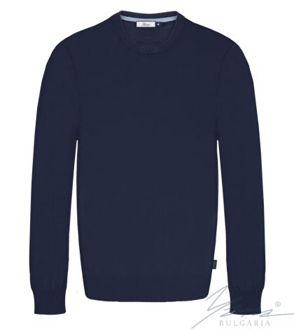 Men's round neck sweater, long sleeves, dark blue