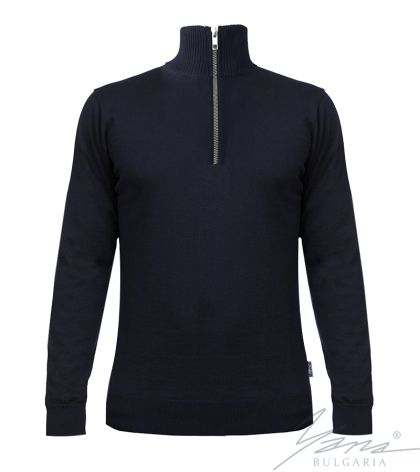 Pánská silná vlněná košile na zip tmavámodrý