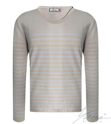 Men's two-tone round neck sweater, beige