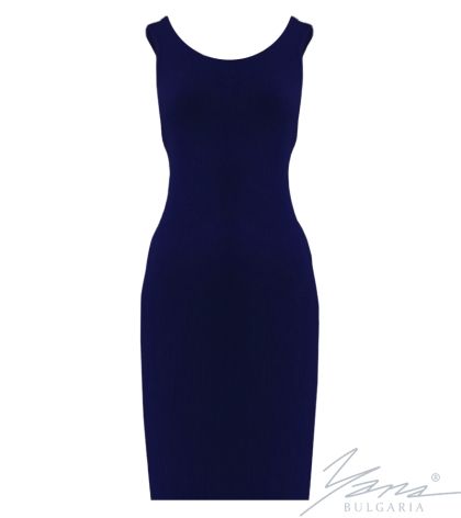 Dámské šaty z elastického úpletu, tmavé modrý