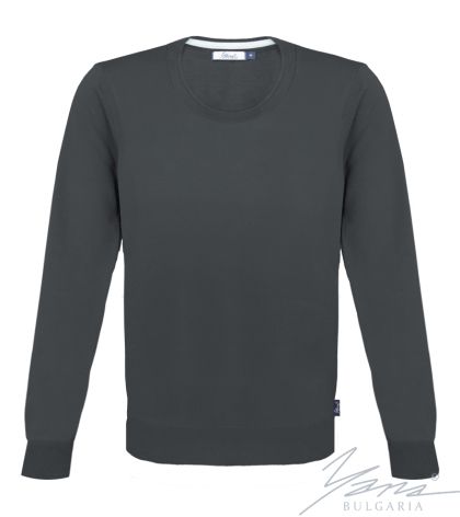 Men's wool round neck sweater in dark blue