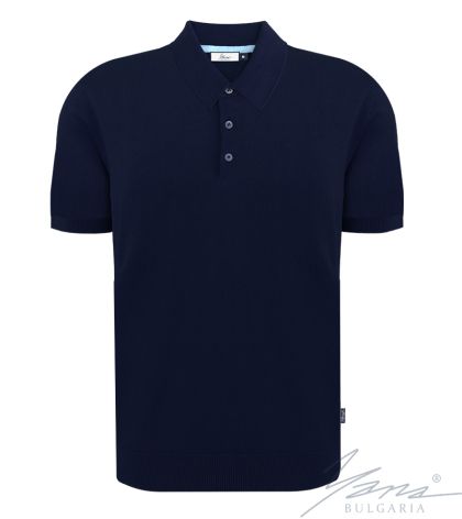 Рубашка мужская с воротником поло, короткий рукав, темно син