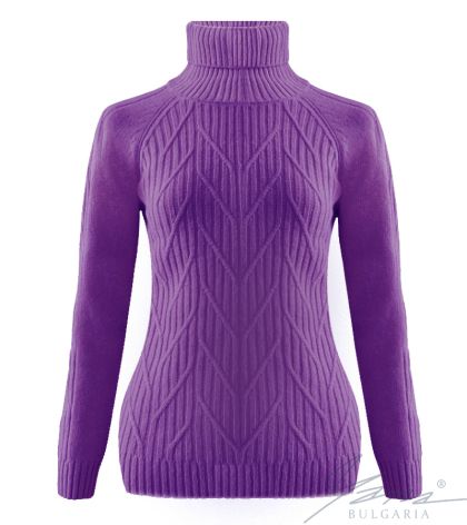 Dámský svetr s vysokým polo límečkem šeřík