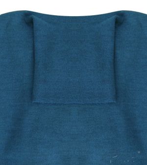 Dámský vlněný svetr s vysokým límcem, petrolejově modrá