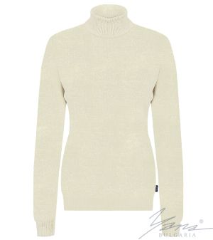 Dámský vlněný svetr s vysokým límcem, ecru