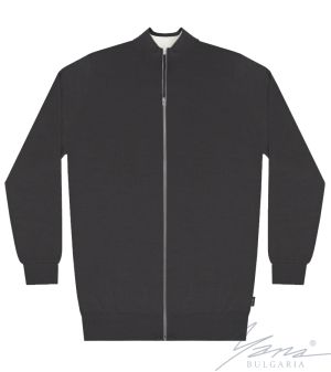 Pánský tenký vlněný kardigan na zip Šedá