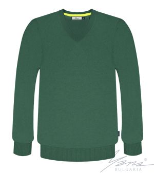 Pánský svetr s dlouhým rukávem s výstřihem do V, zelená