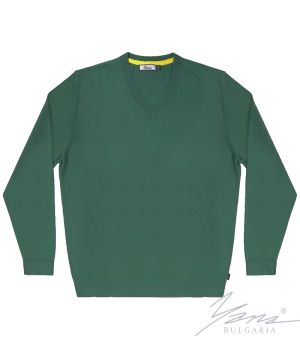 Pánský svetr s dlouhým rukávem s výstřihem do V, zelená