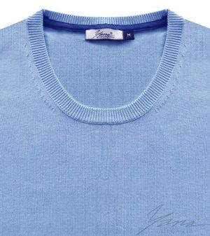 Damenpullover, Halssaum, blau