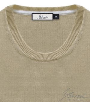 Damenpullover, Halssaum, beige