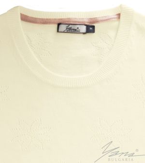 Damenpullover, Halssaum, ecru