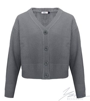 Women’s thick wool full buttons cardigan sweater in green