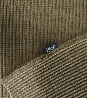 Pánský svetr s kulatým výstřihem, dlouhý rukáv, barva khaki