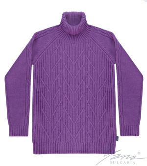 Women's sweater with high polo collar in lilac