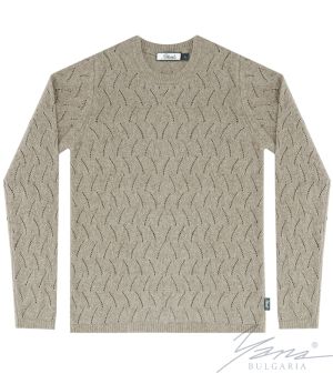 Women's crew neck sweater in light beige