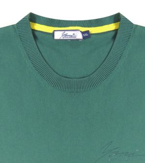 Pánský svetr s dlouhým rukávem a výstřihem zelená