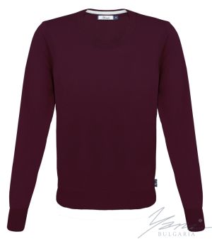 Pánský tenký vlněný svetr s kulatým výstřihem tmavé barvysyn