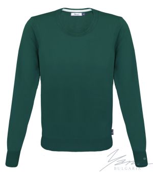 Pánský tenký vlněný svetr s kulatým výstřihem tmavé barvysyn