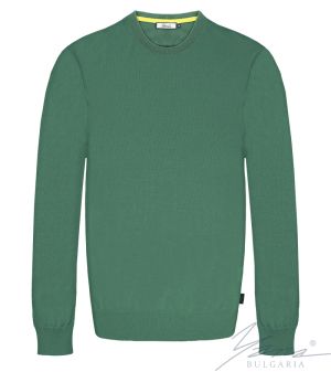 Pánský svetr s dlouhým rukávem a výstřihem zelená