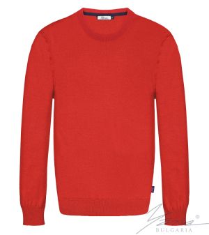 Pánský svetr s dlouhým rukávem a výstřihem Červené