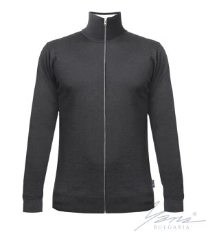 Men's wool full zip cardigan sweater in gray