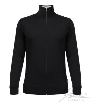 Men’s thin wool full zip cardigan sweater in dark blue 