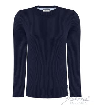 Pánský svetr s kulatým výstřihem, dlouhý rukáv, tmavýsyn