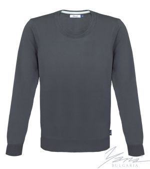Men's wool round neck sweater in gray