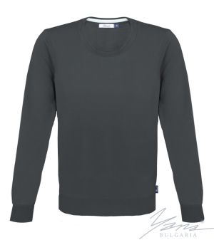 Men's wool round neck sweater in dark blue