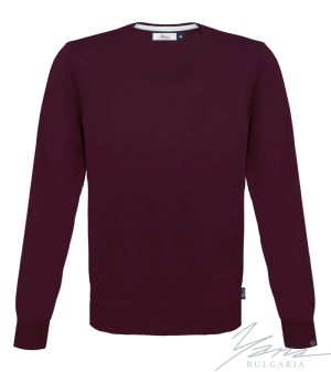 Men's wool round neck sweater in dark blue