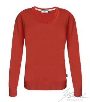 Dámský svetr s výstřihem do cerveny