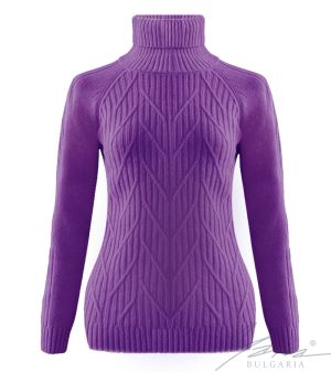 Dámský svetr s vysokým polo límečkem šeřík